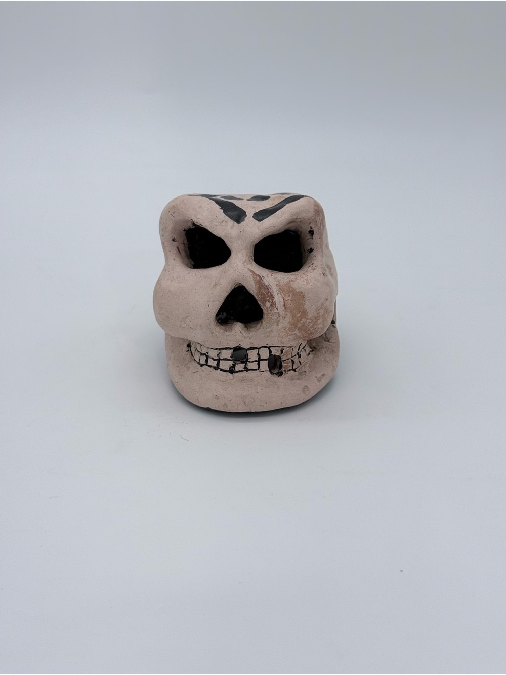 Vintage Skull Halloween Figurine / Shift Knob Handmade Hand Painted 3” X 4”